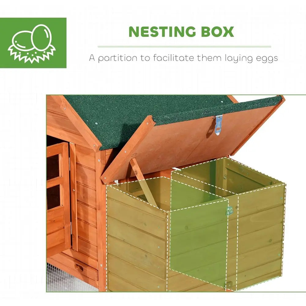 Wooden Chicken Coop, Large Dual-Deck  with Garden Bed, Nesting Boxes, Removable Trays, and Ramps for Backyard, 123L x 27.5W x 42.5