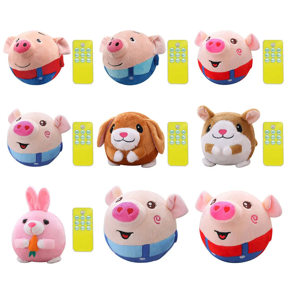 Cartoon Animal Active Moving Pet Plush Toy, USB Rechargeable Interactive Dog Toys, Pet Bouncing Balls for Dogs Cats