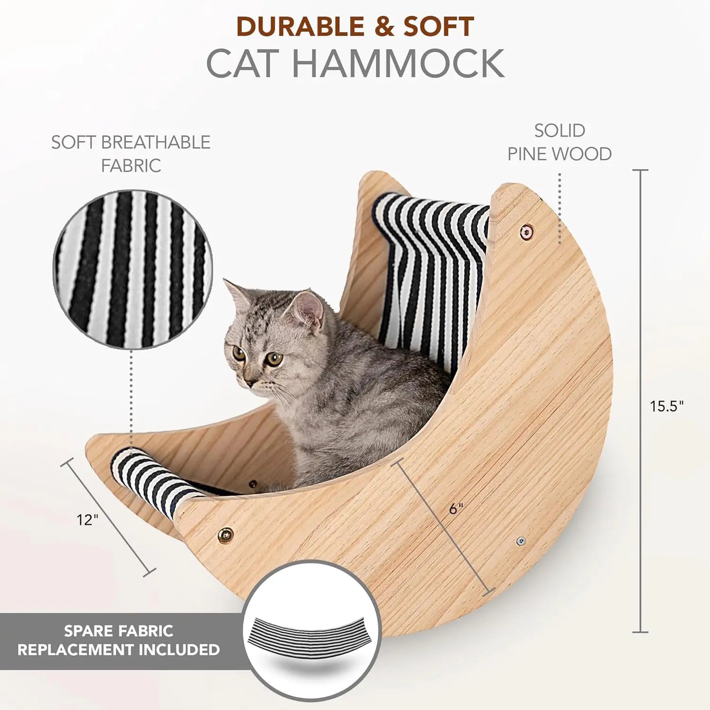 3-Piece Cat Wall Furniture Set - Hammock, Hexagon House, ClimSteps - Wall Mounted Shelves, Perches, and Beds - Modern Design