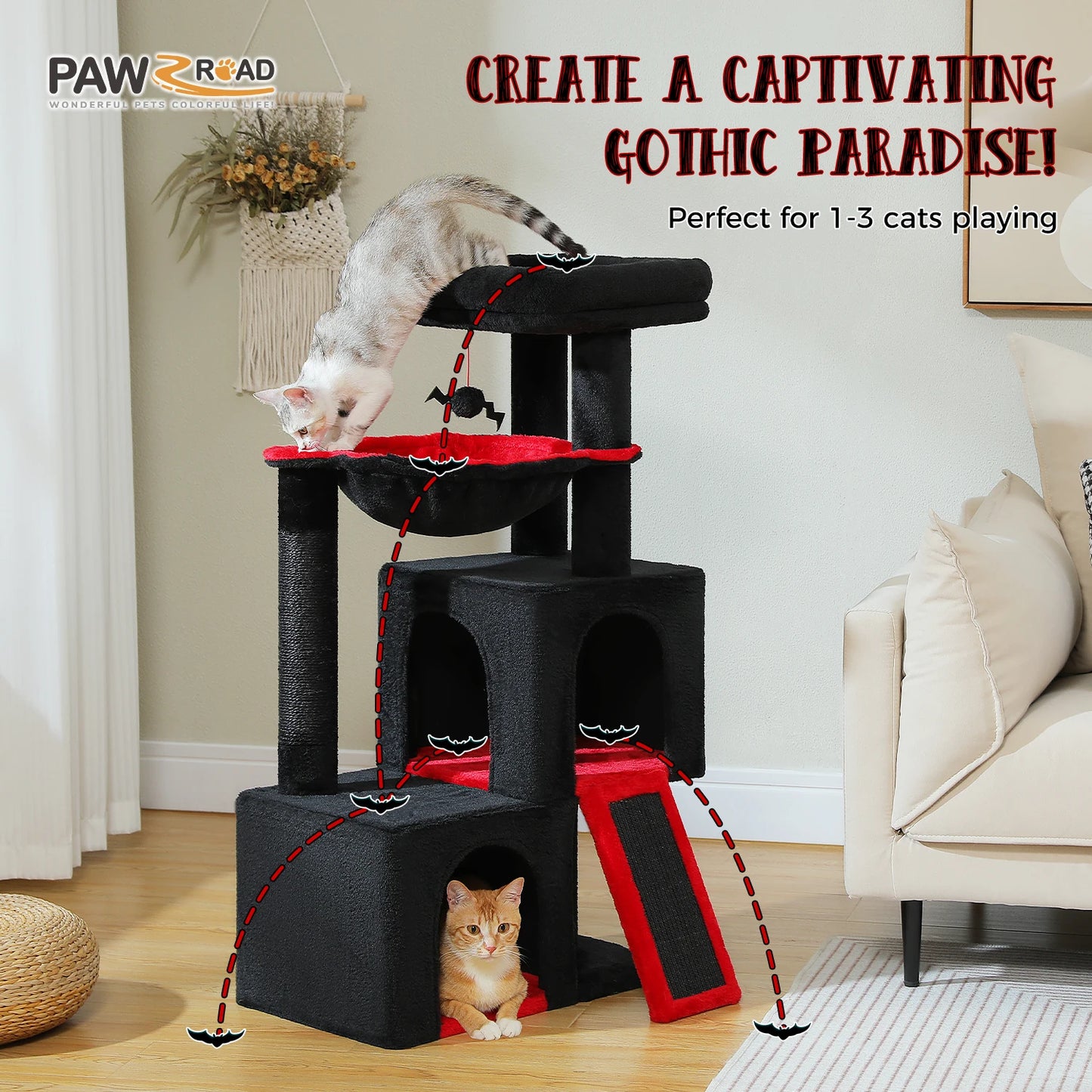 Large Cat Tree for Indoor Cats , Multi-Level Cat Tower with Spacious Condos , Sisal Scratching Pad, Kitten House, Accessories Cat Toys