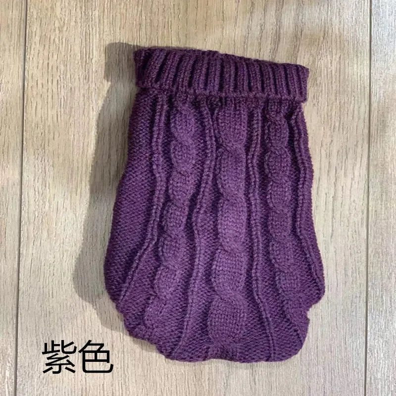 Pure Color Small Medium Pet Dog Sweaters Winter Pet Clothes Warm Sweater Coat Outfit for Cats Clothes Woolly Soft Dog