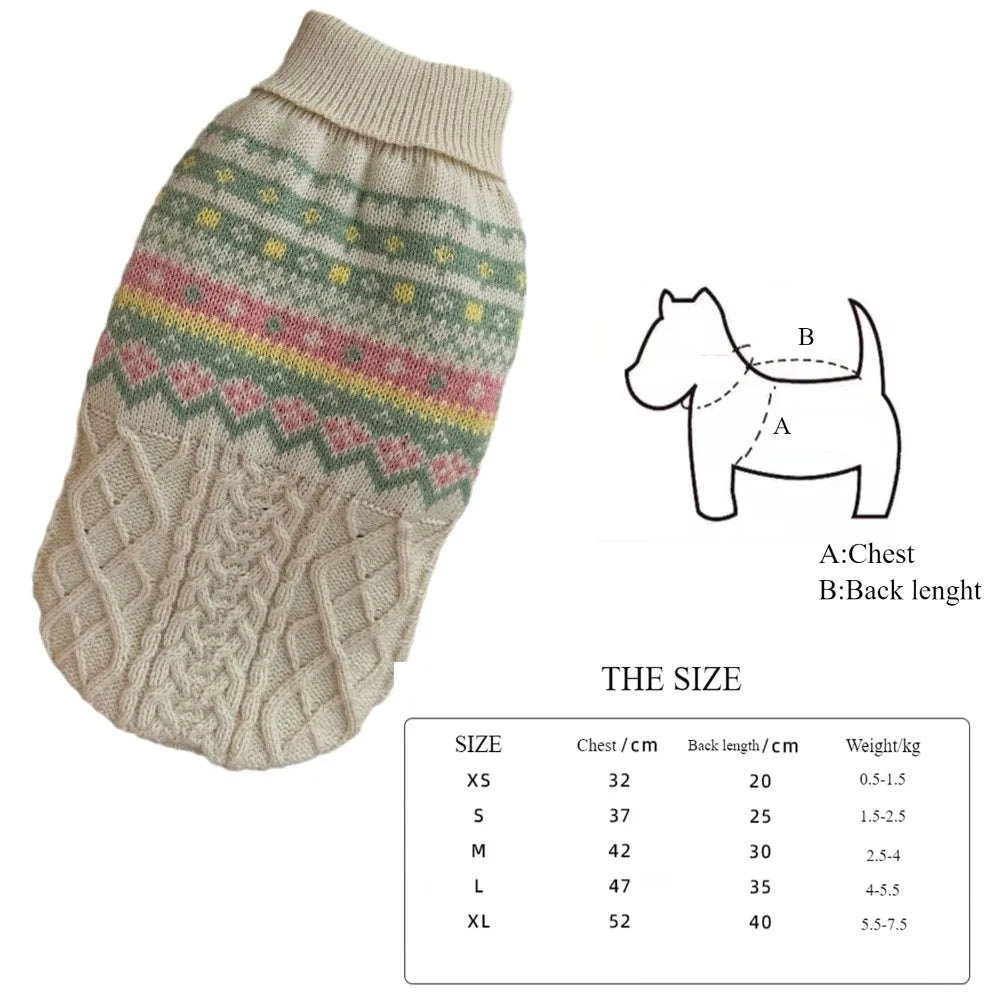 Warm Autumn and Winter Pet Clothes ,Small Dog and Cat Sweaters, Korean Pink Green Knitted Sweater, Simple Fabric Soft Comfortable