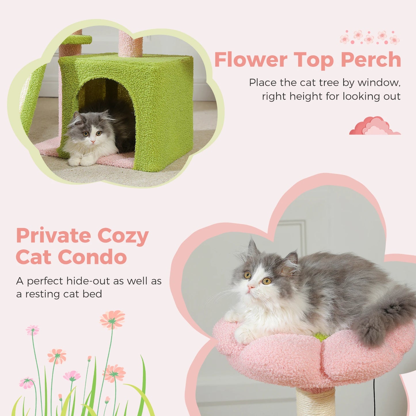 Small Cat Tree, Cat Tower with Natural Sisal Scratching Post, Spacious Top Perch, Private Cat Condo, Perfect for Indoor Cats,,Cat Toy