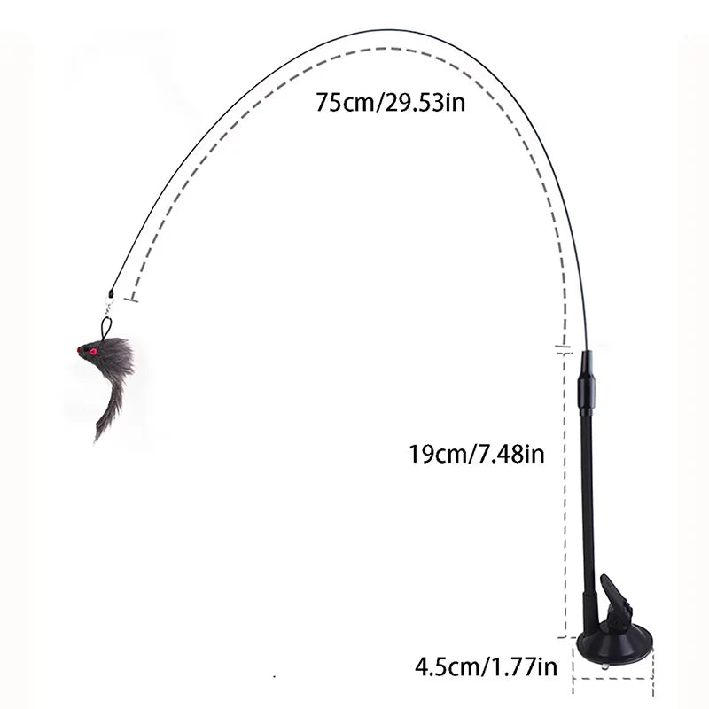 Funny Cat Toys Suction Cup Cat, Teaser Stick Removable Handheld Cat Interactive Toy