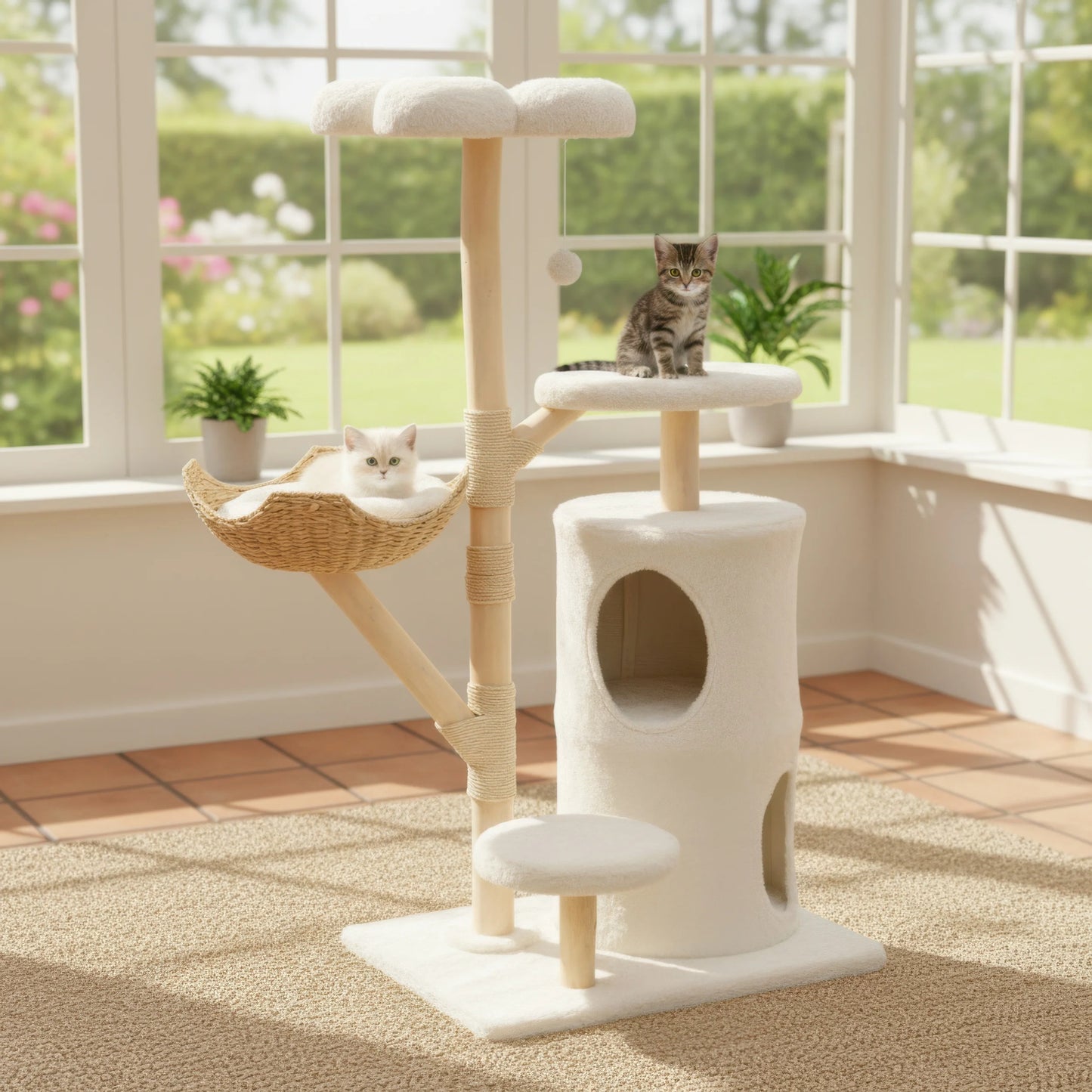 Modern Cat Tree Tower, Branch luxury Cat Condo, Wood Cat Tower, Cat Scratching Tree, Cat Condo, Cat Lover Gift, Luxury Cat