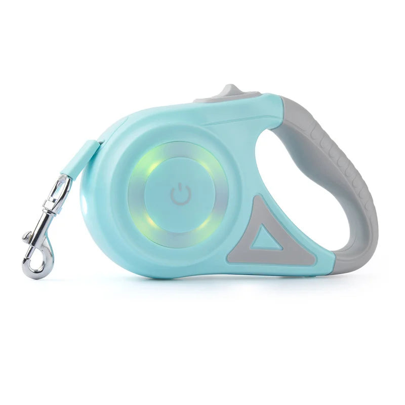 5M Automatic Retractable Dog Leash with Led Flashlight, Durable Nylon Lead for Pet Dogs , Adjustable Walking Running Rope