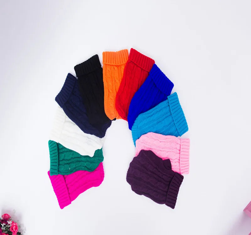 Pure Color Small Medium Pet Dog Sweaters Winter Pet Clothes Warm Sweater Coat Outfit for Cats Clothes Woolly Soft Dog
