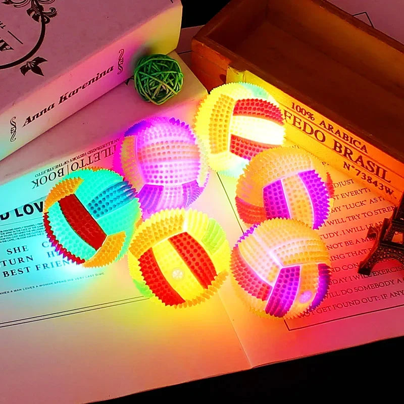 Glowing Ball Dog Toy,  Led Puppy Bouncy Chew Dog Ball , Molar Toy Pet Color Light Ball, Interactive Toys for Cats Small Dogs