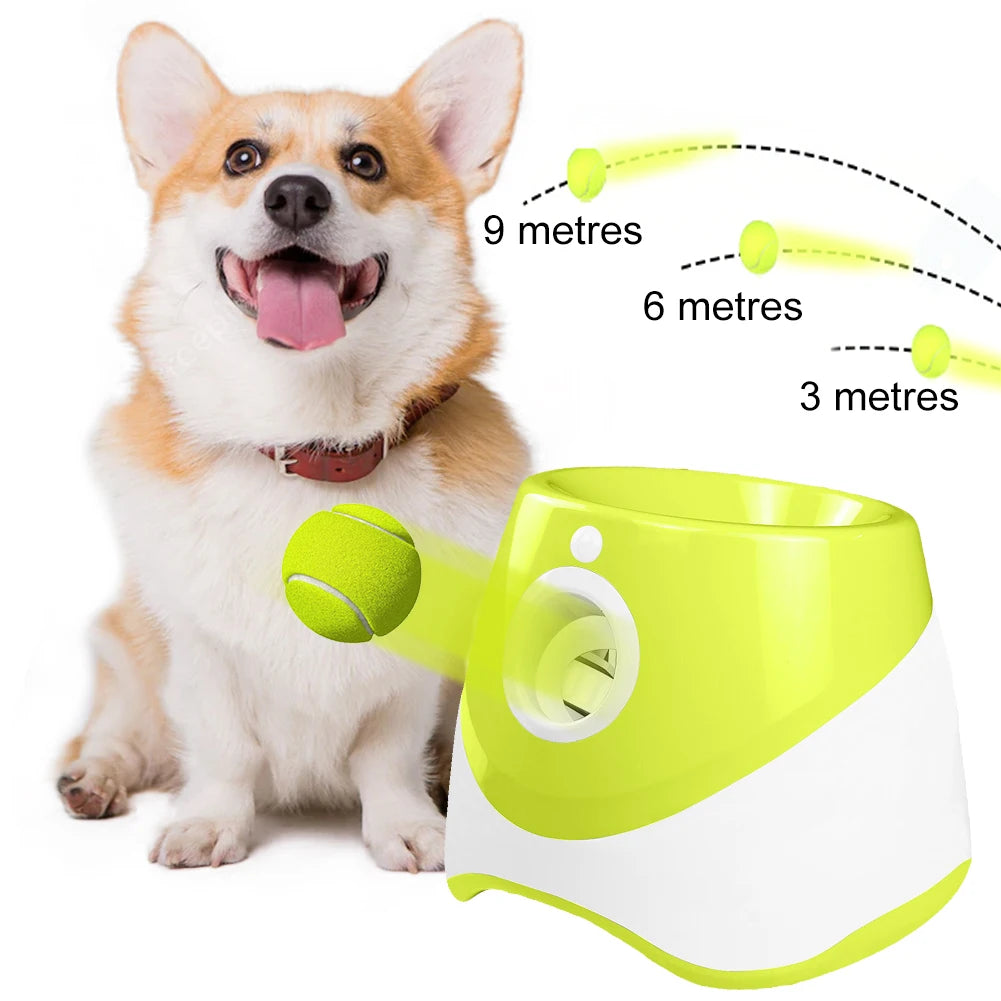 Pet Prime Automatic Dog Ball Thrower, Launcher, Integrative Dog Fetch Machine with 3 Tennis Balls for Indoor/Outdoor, Throwing Game
