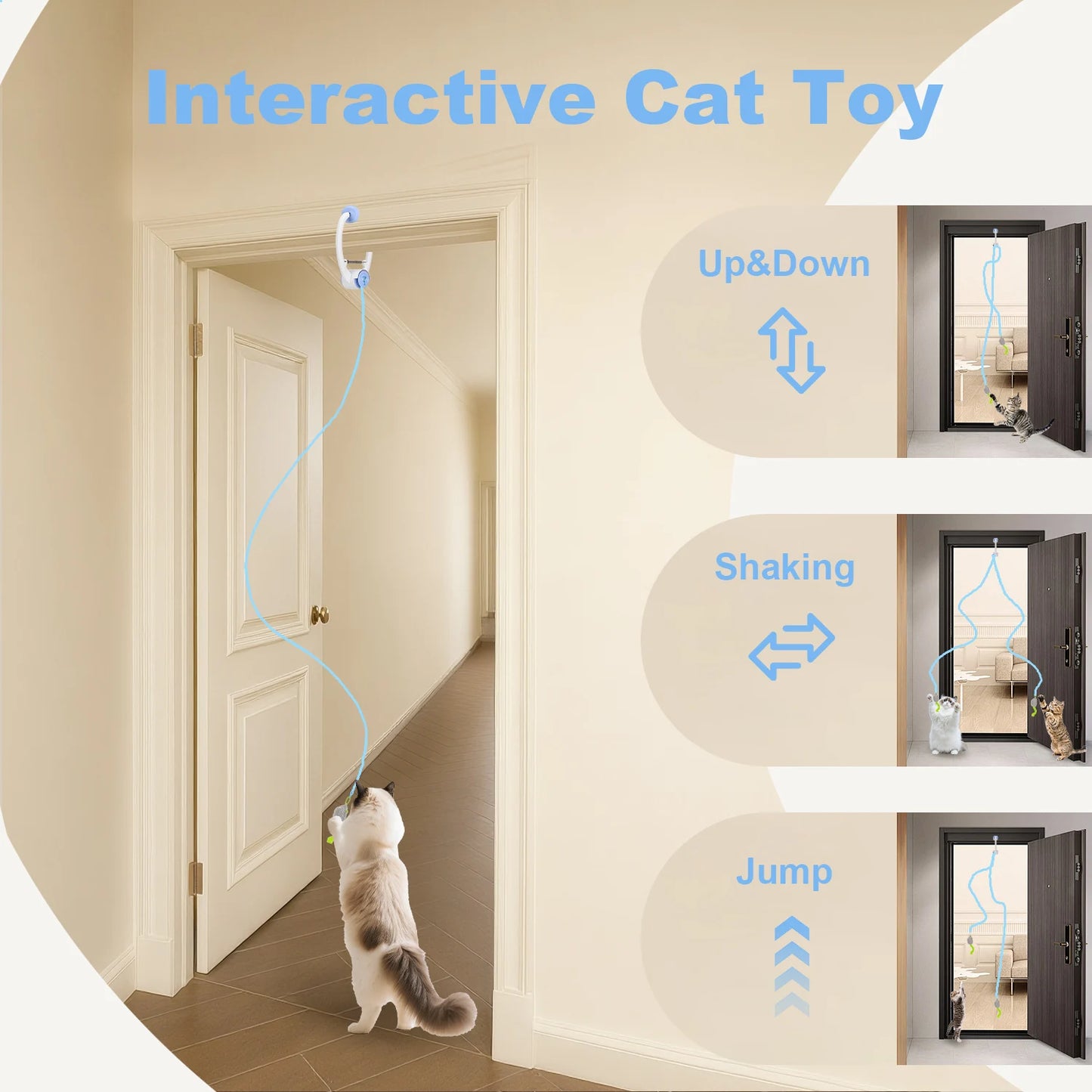 Cat Toys, Electric Door Hanging Cat Toy , Interactive Cat Toy , USB Rechargeable Self Play Toy ,Retractable Kitten Toys