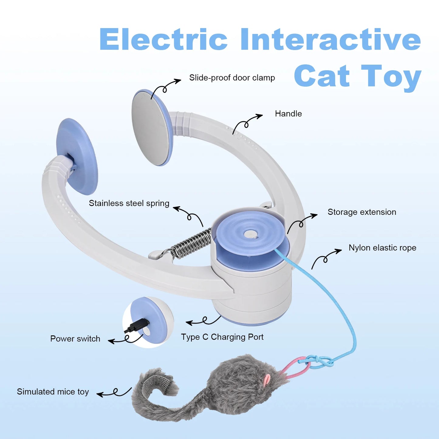 Cat Toys, Electric Door Hanging Cat Toy , Interactive Cat Toy , USB Rechargeable Self Play Toy ,Retractable Kitten Toys