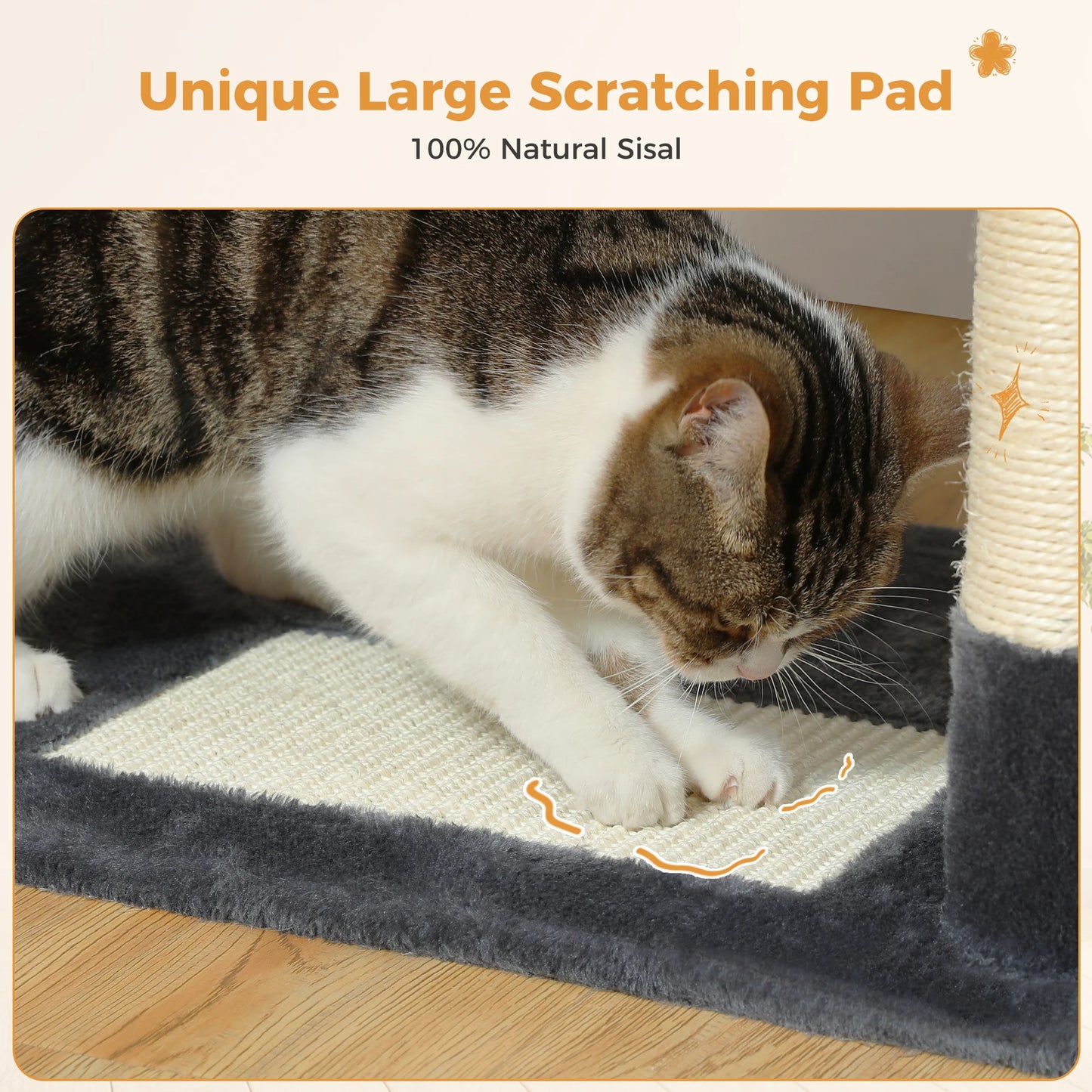 Multi-Level Cat Tree Tower with Scratching Posts &  Board , Hammock, Cat Condo, Spacious Top Perch,Dangling Balls for Indoor Cats