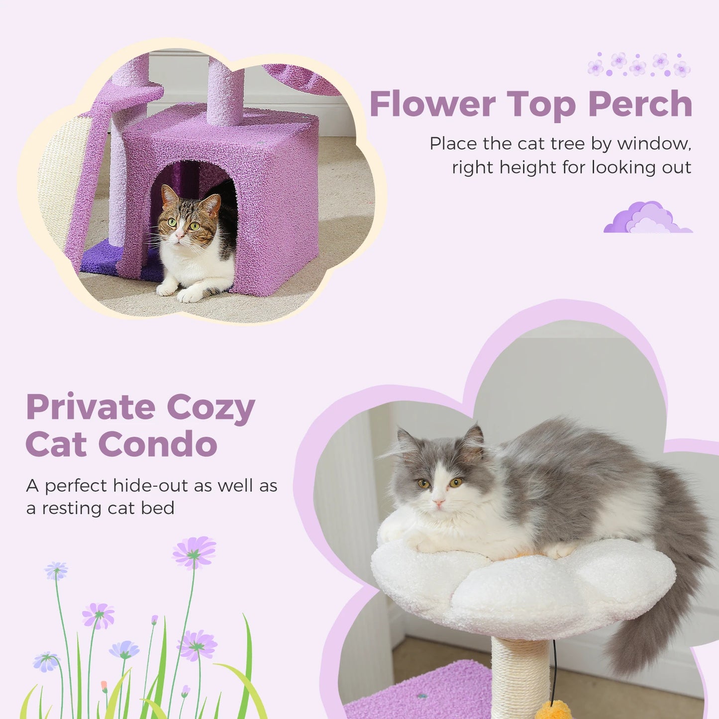 Small Cat Tree, Cat Tower with Natural Sisal Scratching Post, Spacious Top Perch, Private Cat Condo, Perfect for Indoor Cats,,Cat Toy