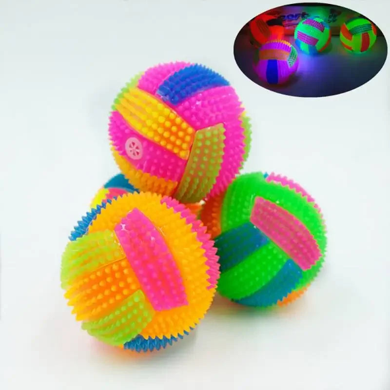 Glowing Ball Dog Toy,  Led Puppy Bouncy Chew Dog Ball , Molar Toy Pet Color Light Ball, Interactive Toys for Cats Small Dogs