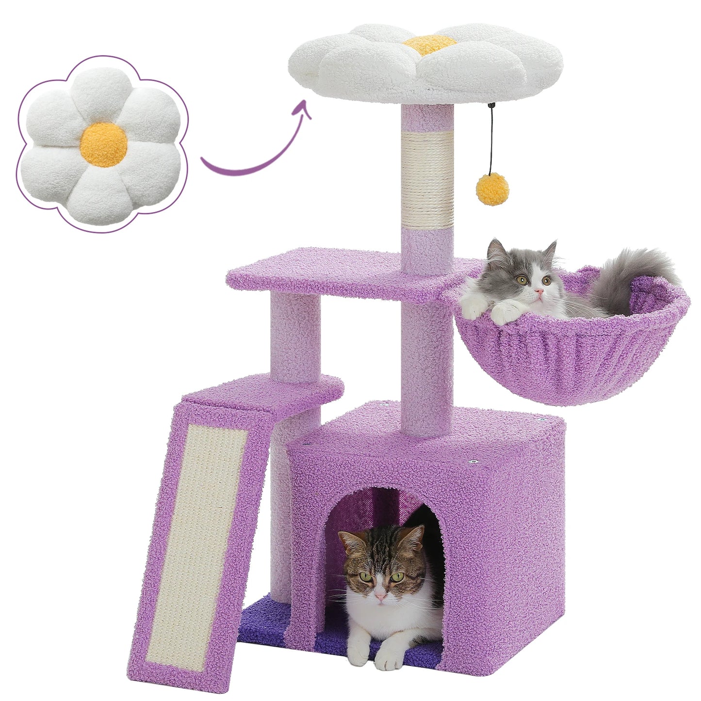 Small Cat Tree, Cat Tower with Natural Sisal Scratching Post, Spacious Top Perch, Private Cat Condo, Perfect for Indoor Cats,,Cat Toy