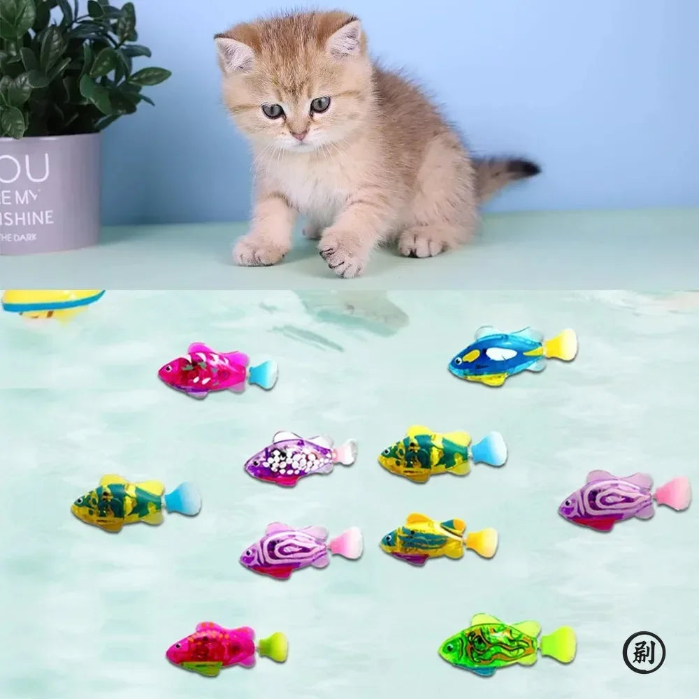Cat Toy LED Inductive Interactive Swimming Robot Fish Toys, Glowing Electric Fish, Stimulate Kitten Hunting Instinct Pet Products