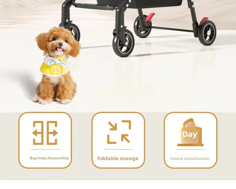 2 in 1 Foldable Pet Travel Carrier for Small/Medium Dogs Cats up to 50lbs, Detachable Portable Pet Bag stroller pet ,【One-Pull Open】