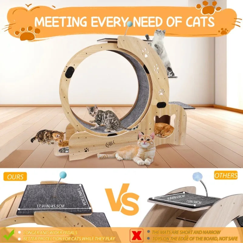 Wooden cat fitness wheel, cat running and walking wheel indoor cat furniture ,cat toys pet fitness equipment