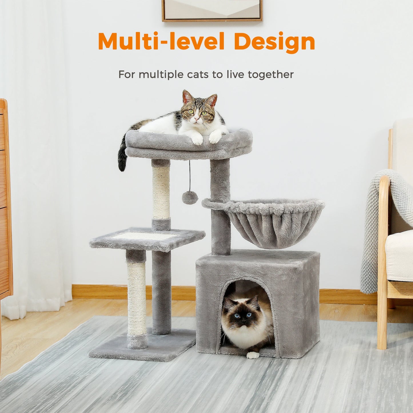 Small Cat Tree, Cat Tower with Natural Sisal Scratching Post, Spacious Top Perch, Private Cat Condo, Perfect for Indoor Cats,,Cat Toy