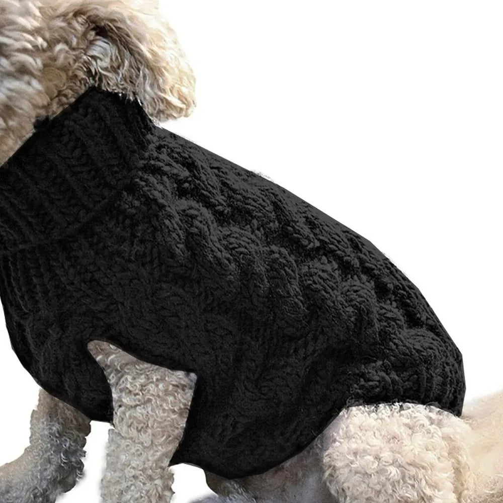 Winter Warm Dog, Cats Sweater Turtleneck, Easy Wear Open Front Pet Pullover for Small Medium Dogs, Soft Machine Washable Knit Coat