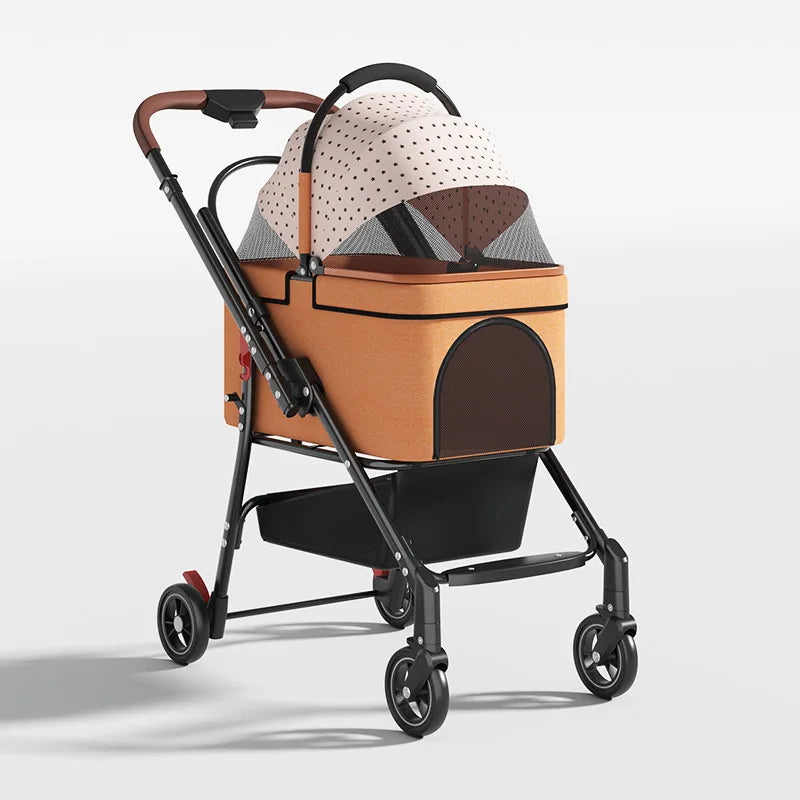 2 in 1 Foldable Pet Travel Carrier for Small/Medium Dogs Cats up to 50lbs, Detachable Portable Pet Bag stroller pet ,【One-Pull Open】
