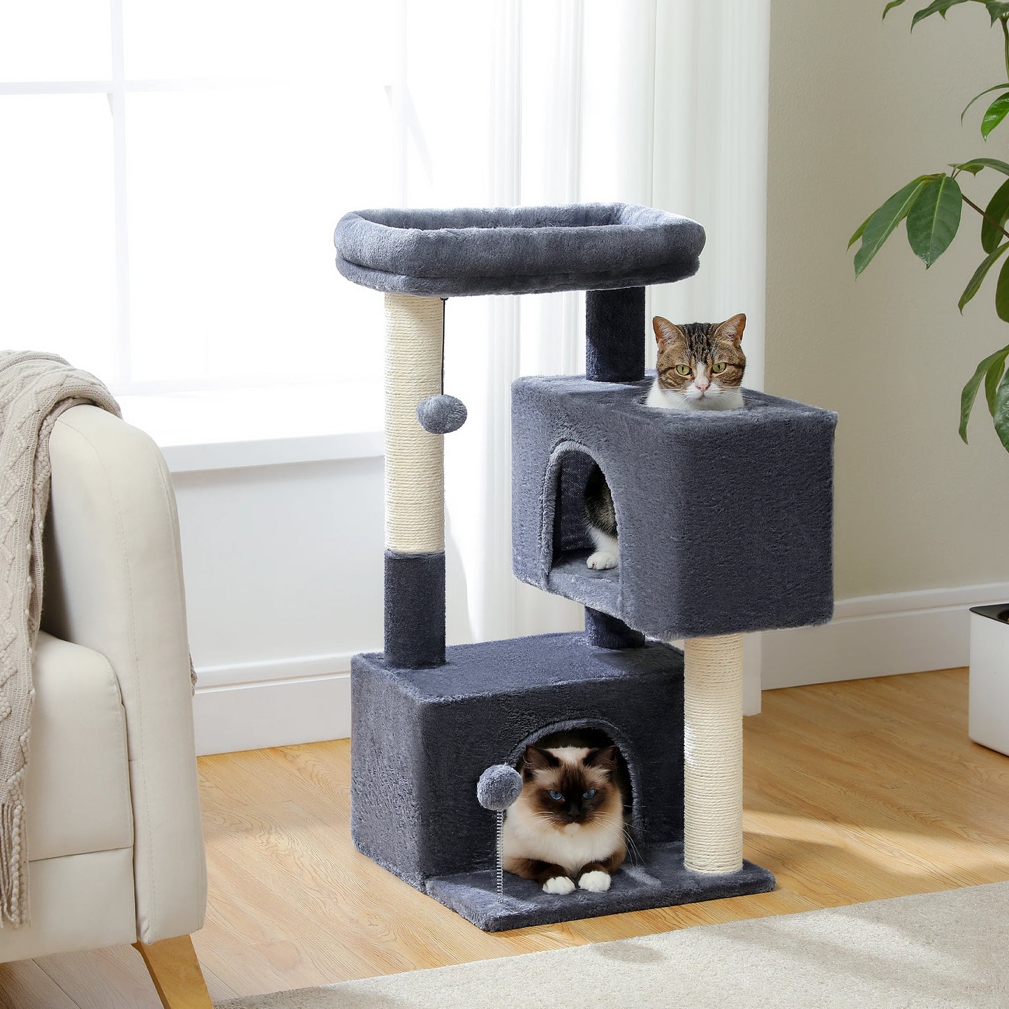 Small Cat Tree, Cat Tower with Natural Sisal Scratching Post, Spacious Top Perch, Private Cat Condo, Perfect for Indoor Cats,,Cat Toy