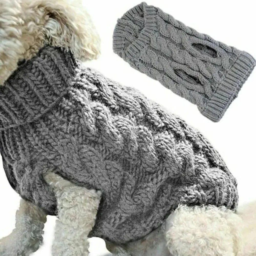 Winter Warm Dog, Cats Sweater Turtleneck, Easy Wear Open Front Pet Pullover for Small Medium Dogs, Soft Machine Washable Knit Coat