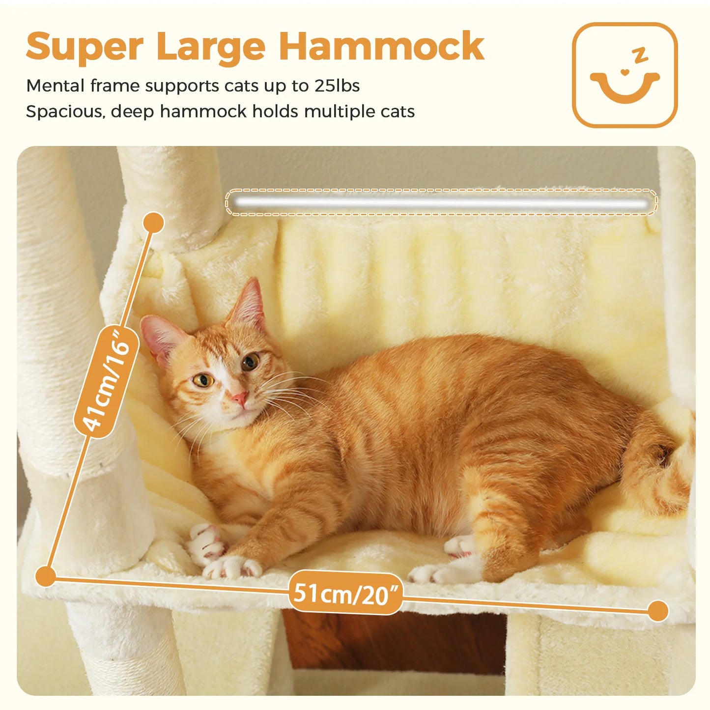 Tall Cat Tree with Scratching Posts Cozy Hammock Top Perch Multi-Level Large Cat Tower Spacious Cat Condo for Indoor Cat Toys