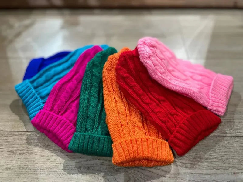Pure Color Small Medium Pet Dog Sweaters Winter Pet Clothes Warm Sweater Coat Outfit for Cats Clothes Woolly Soft Dog