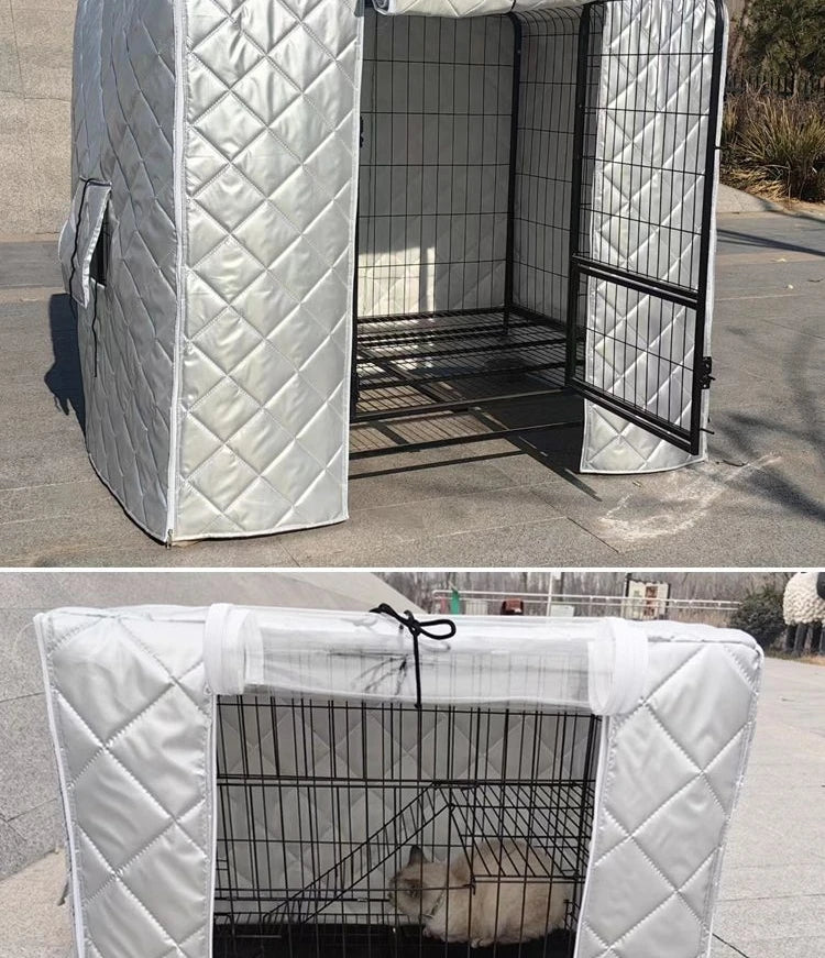 Cotton Waterproof Dog Cage Cover for warmth, Winter Outdoor shelter for Strays And Dogs Double Layer Warmth ,Ox Cloth Material