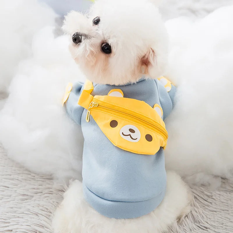 Winter Dog Clothes , Cute Cartoon Dog Warm Hoodie, Chihuahua, French Bulldog, Sweatshirt Puppy Outfit, Coat Pet, Dog Costume