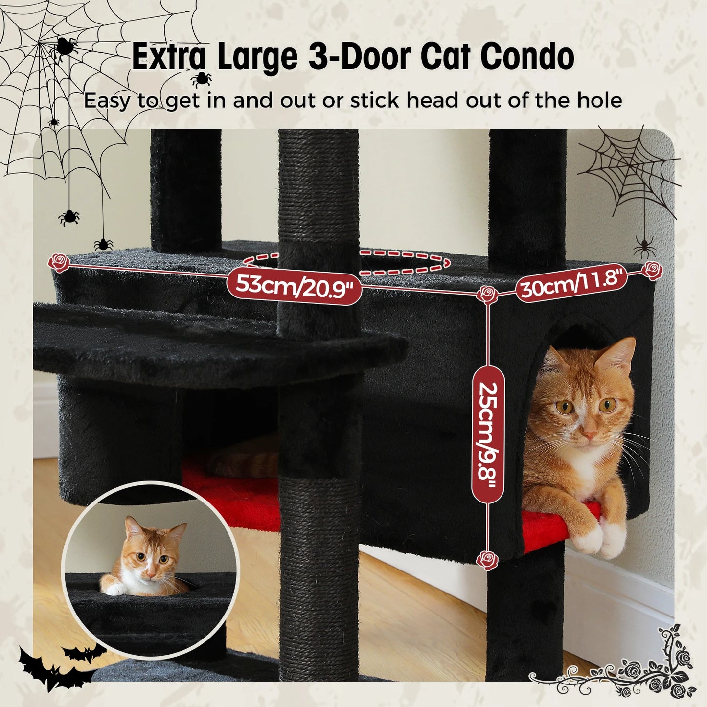 Multi-Level Cat Tree Tower with Scratching Posts &  Board , Hammock, Cat Condo, Spacious Top Perch,Dangling Balls for Indoor Cats