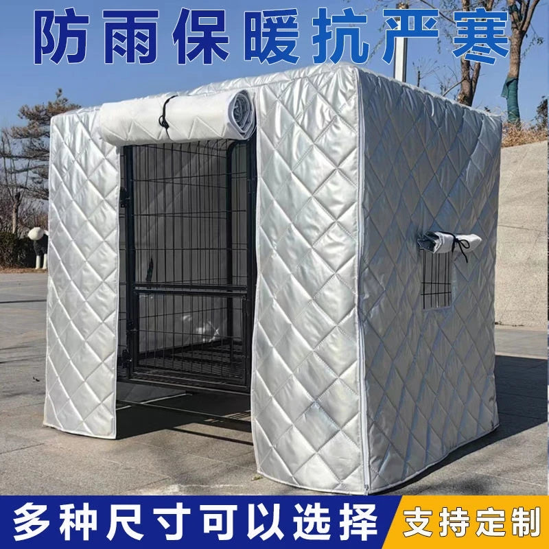 Cotton Waterproof Dog Cage Cover for warmth, Winter Outdoor shelter for Strays And Dogs Double Layer Warmth ,Ox Cloth Material