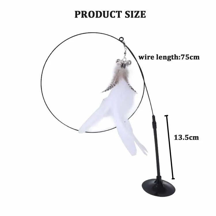 Funny Cat Toy Folorful Fluffy Feather With Bell Sucker Cat Stick Toy Kitten Play Interactive Detachable Teaser Wand Cat Supplies