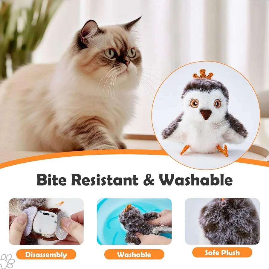 Flapping Bird Cat Toy with Catnip for Cats Interactive Automatic Cat Toy Chewable Cat Kicker Toy Flying Bird Toys for Cats Best