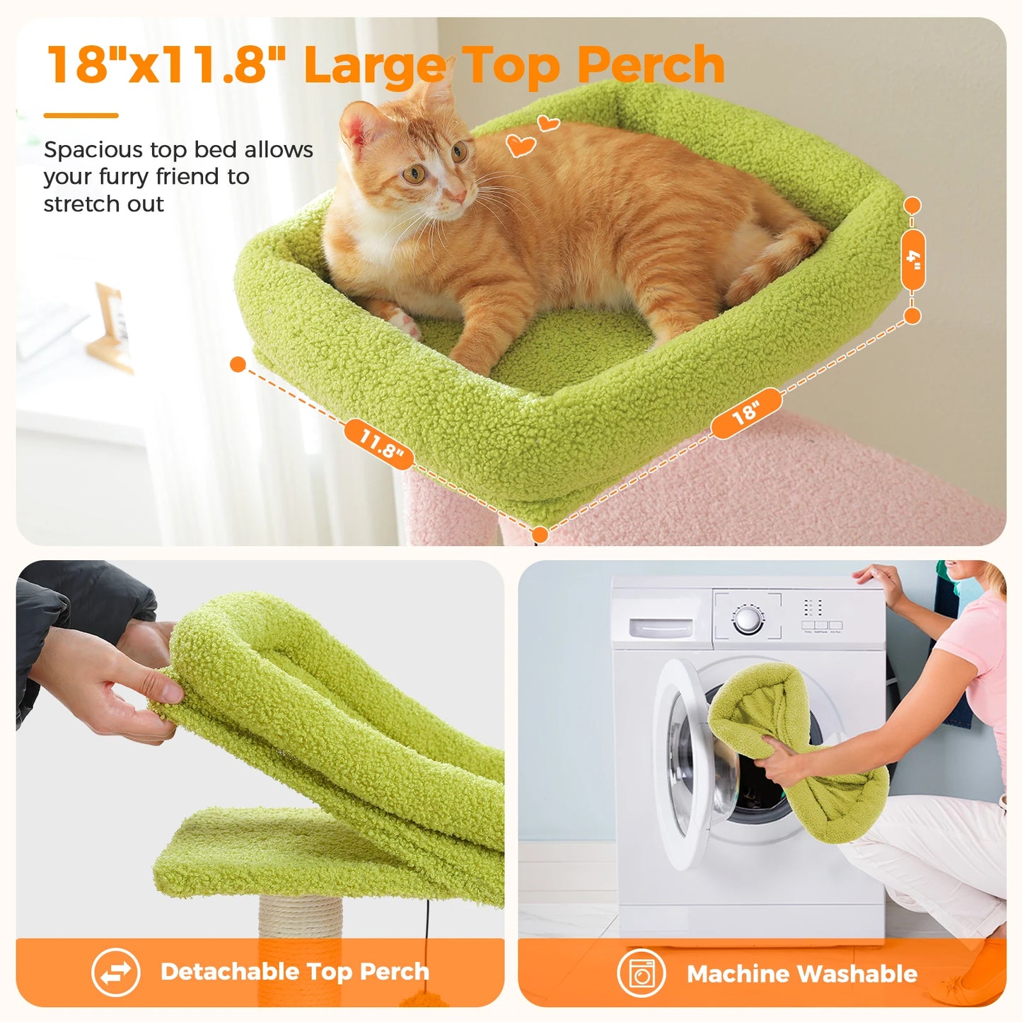 Tall Cat Tree with Scratching Posts Cozy Hammock Top Perch Multi-Level Large Cat Tower Spacious Cat Condo for Indoor Cat Toys