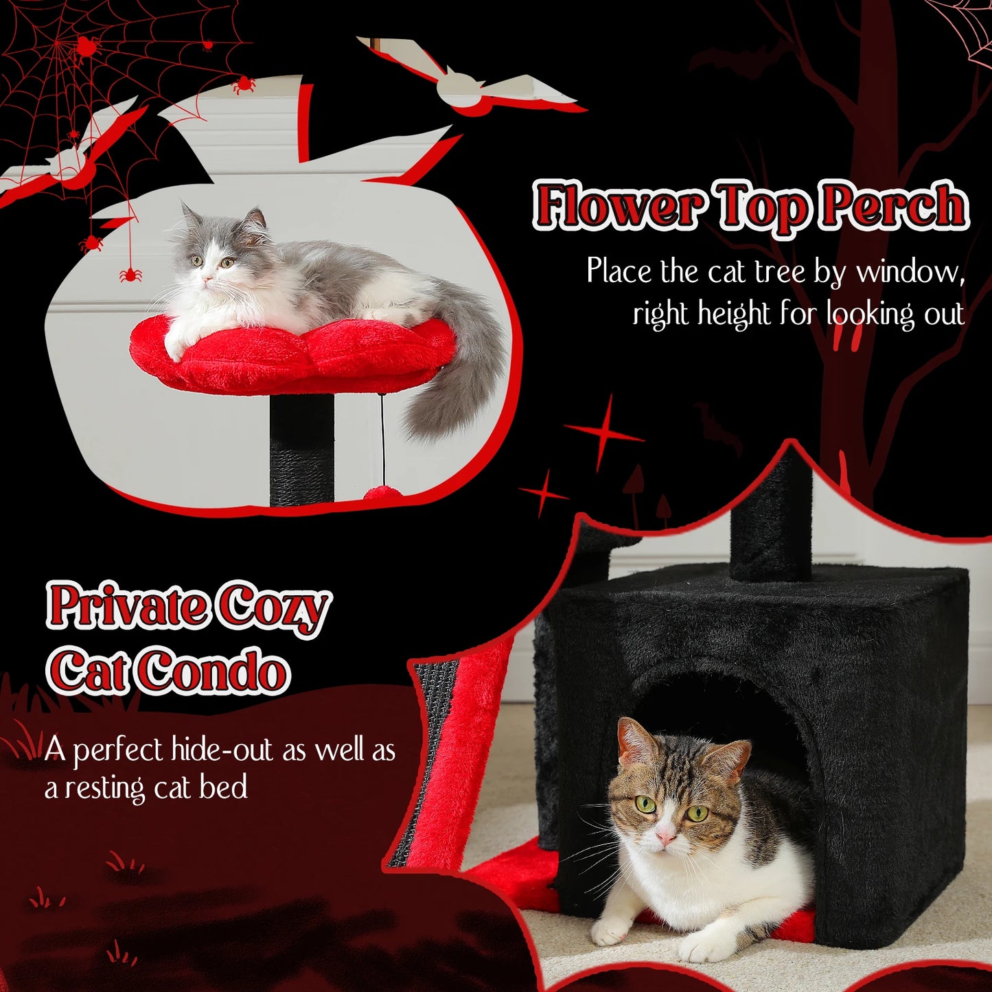 Small Cat Tree, Cat Tower with Natural Sisal Scratching Post, Spacious Top Perch, Private Cat Condo, Perfect for Indoor Cats,,Cat Toy