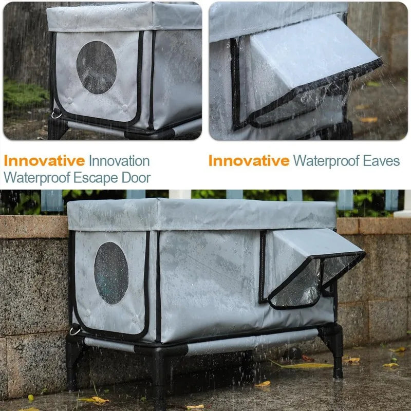 Outdoor Cat House Winter Warm Cat Bed Windproof Rainproof Scratch-proof Cats Houses Electric Heating Safety Pet Dog Cats Houses