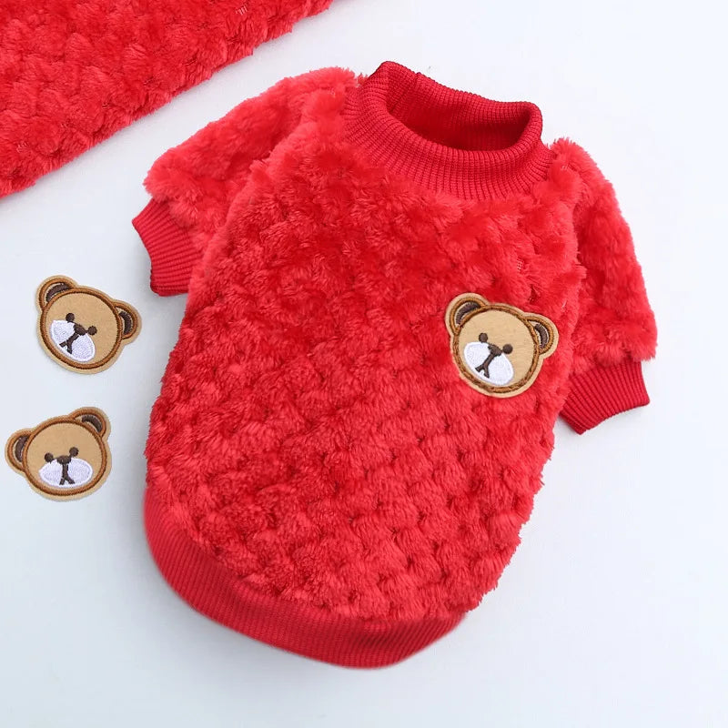 Winter Pet Dog Clothes,  Bear Print Dog Hoodie,  Soft Warm Puppy Sweatshirt , Chihuahua, French Bulldog, Coat Jacket Fashion, Dog Costume