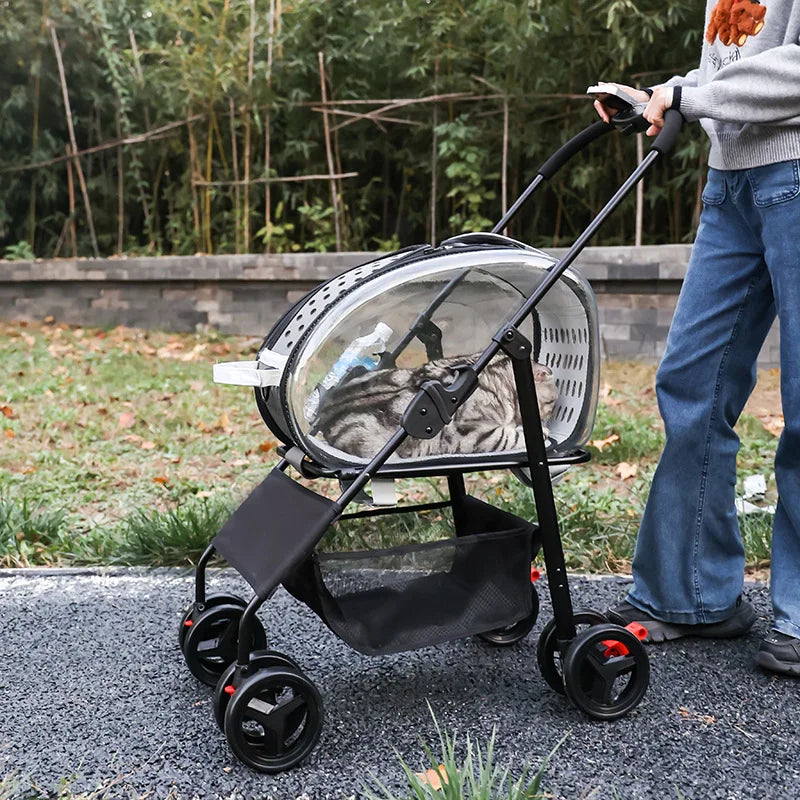 New Pet Stroller for Outdoor Travel, Lightweight, Foldable and Detachable, Suitable for Small and Medium-sized Dogs and Cats 202