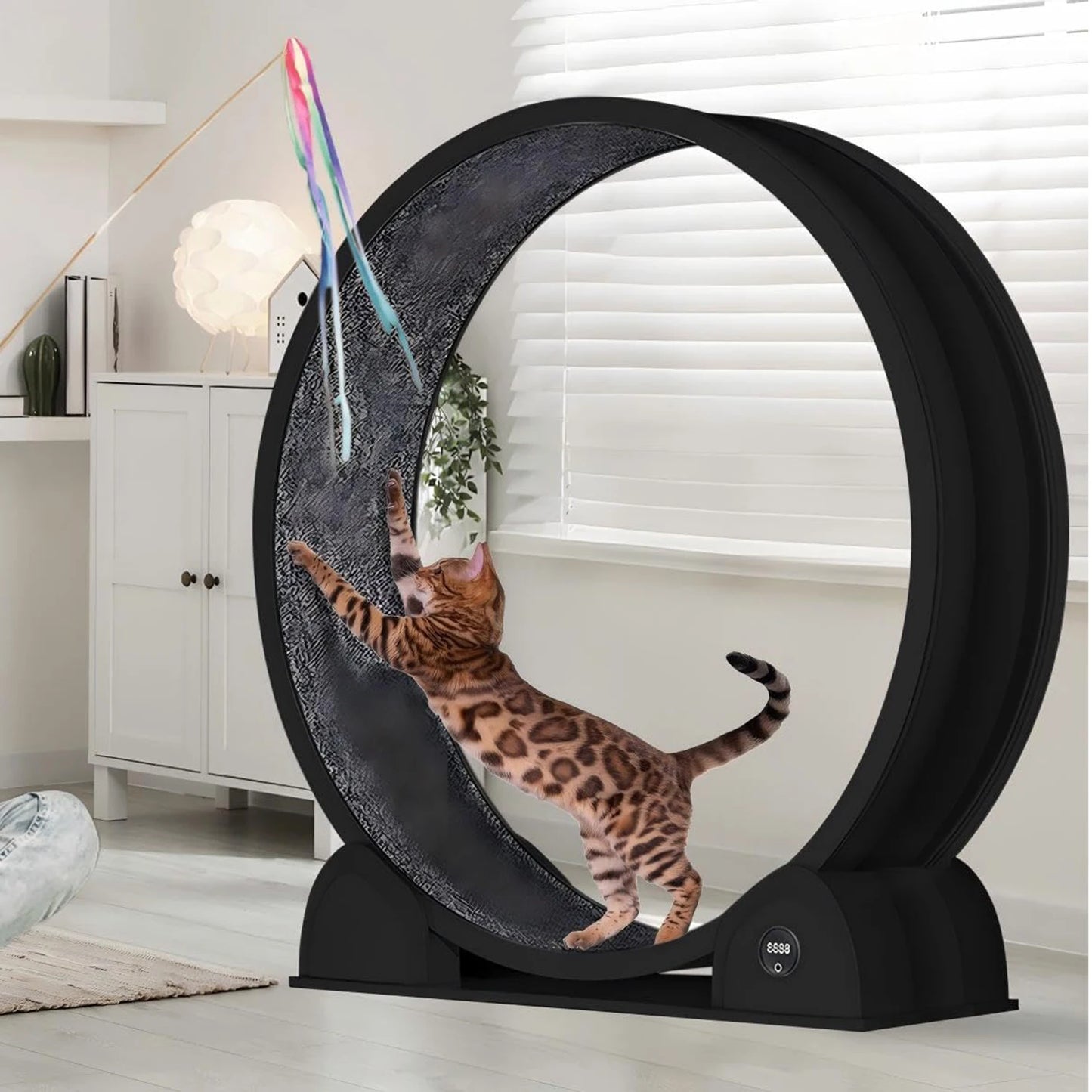 Cat Exercise Wheel for Indoor Cats, ABS Cat Wheel Exerciser Quiet Cats Treadmill with Pedometer, Small Animal Running Wheels