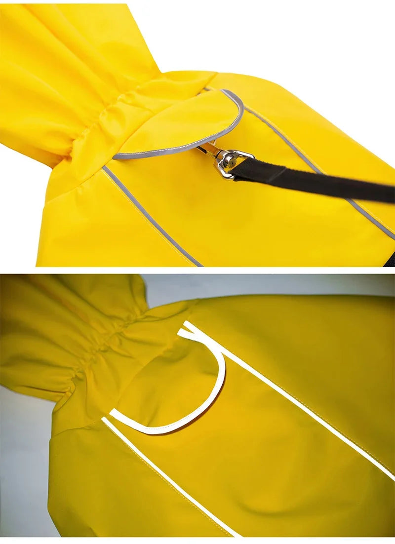 Reflective Dog Raincoat with Adjust Hood, Pet Poncho Body Coverage ,Turtleneck Waterproof Dog Rain Jacket for Medium Large Dogs