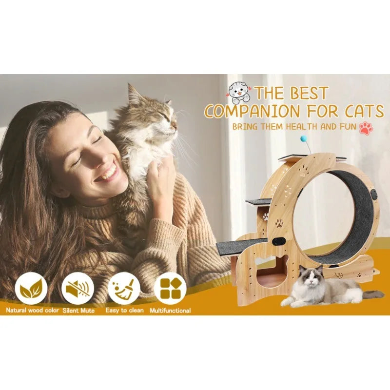 Wooden cat fitness wheel, cat running and walking wheel indoor cat furniture ,cat toys pet fitness equipment