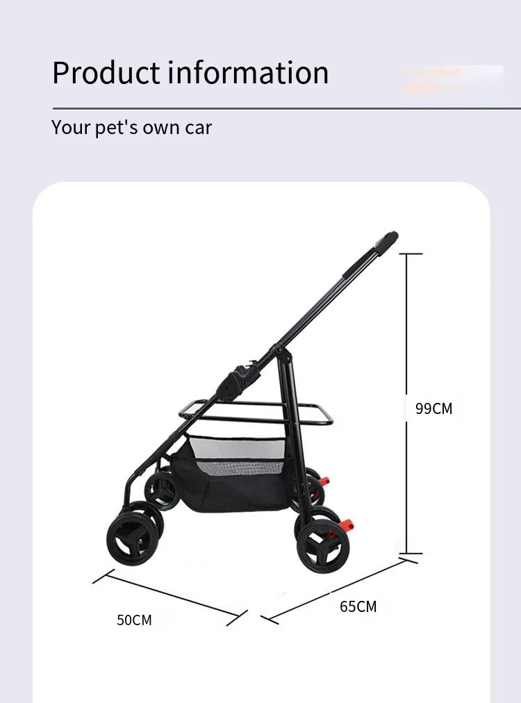 New Pet Stroller for Outdoor Travel, Lightweight, Foldable and Detachable, Suitable for Small and Medium-sized Dogs and Cats 202
