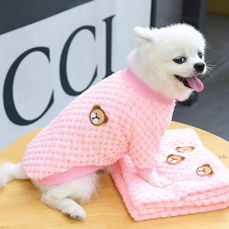 Winter Pet Dog Clothes,  Bear Print Dog Hoodie,  Soft Warm Puppy Sweatshirt , Chihuahua, French Bulldog, Coat Jacket Fashion, Dog Costume