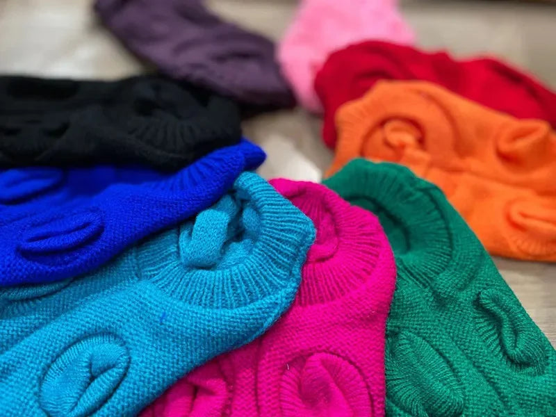 Pure Color Small Medium Pet Dog Sweaters Winter Pet Clothes Warm Sweater Coat Outfit for Cats Clothes Woolly Soft Dog