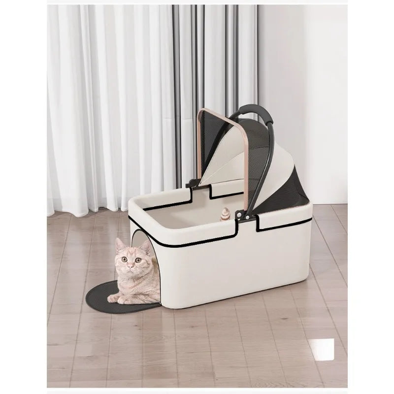 2 in 1 Foldable Pet Travel Carrier for Small/Medium Dogs Cats up to 50lbs, Detachable Portable Pet Bag stroller pet ,【One-Pull Open】