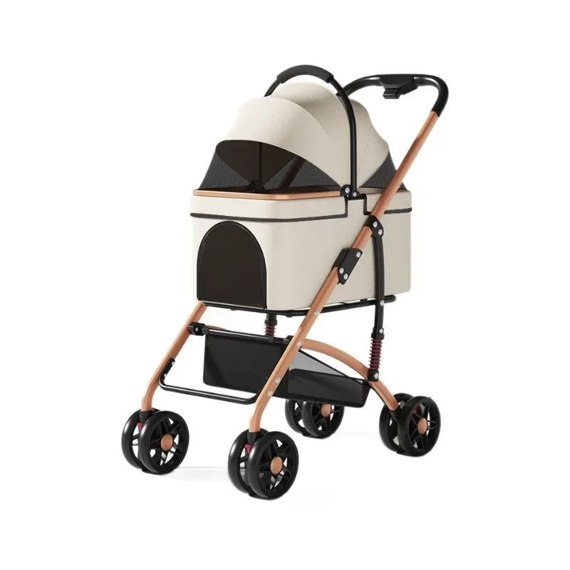 2 in 1 Foldable Pet Travel Carrier for Small/Medium Dogs Cats up to 50lbs, Detachable Portable Pet Bag stroller pet ,【One-Pull Open】