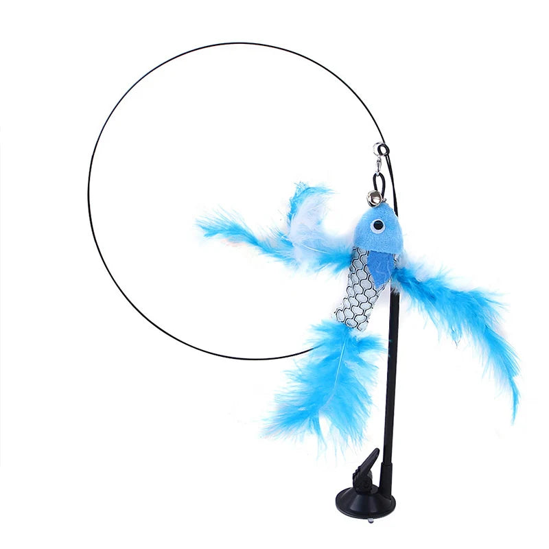 Funny Cat Toys Suction Cup Cat, Teaser Stick Removable Handheld Cat Interactive Toy