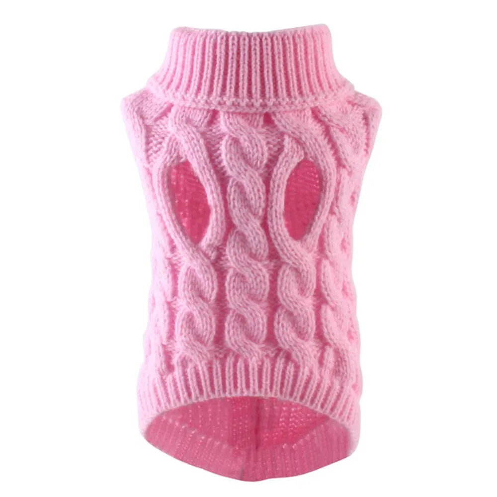 Winter Warm Dog, Cats Sweater Turtleneck, Easy Wear Open Front Pet Pullover for Small Medium Dogs, Soft Machine Washable Knit Coat